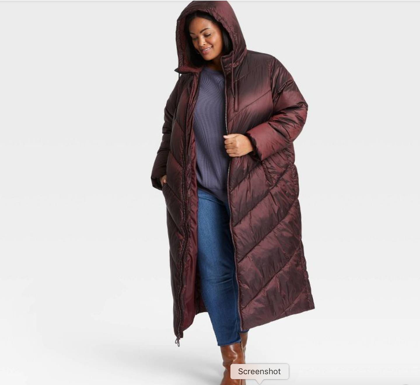 Long puffer jacket sale women's plus size